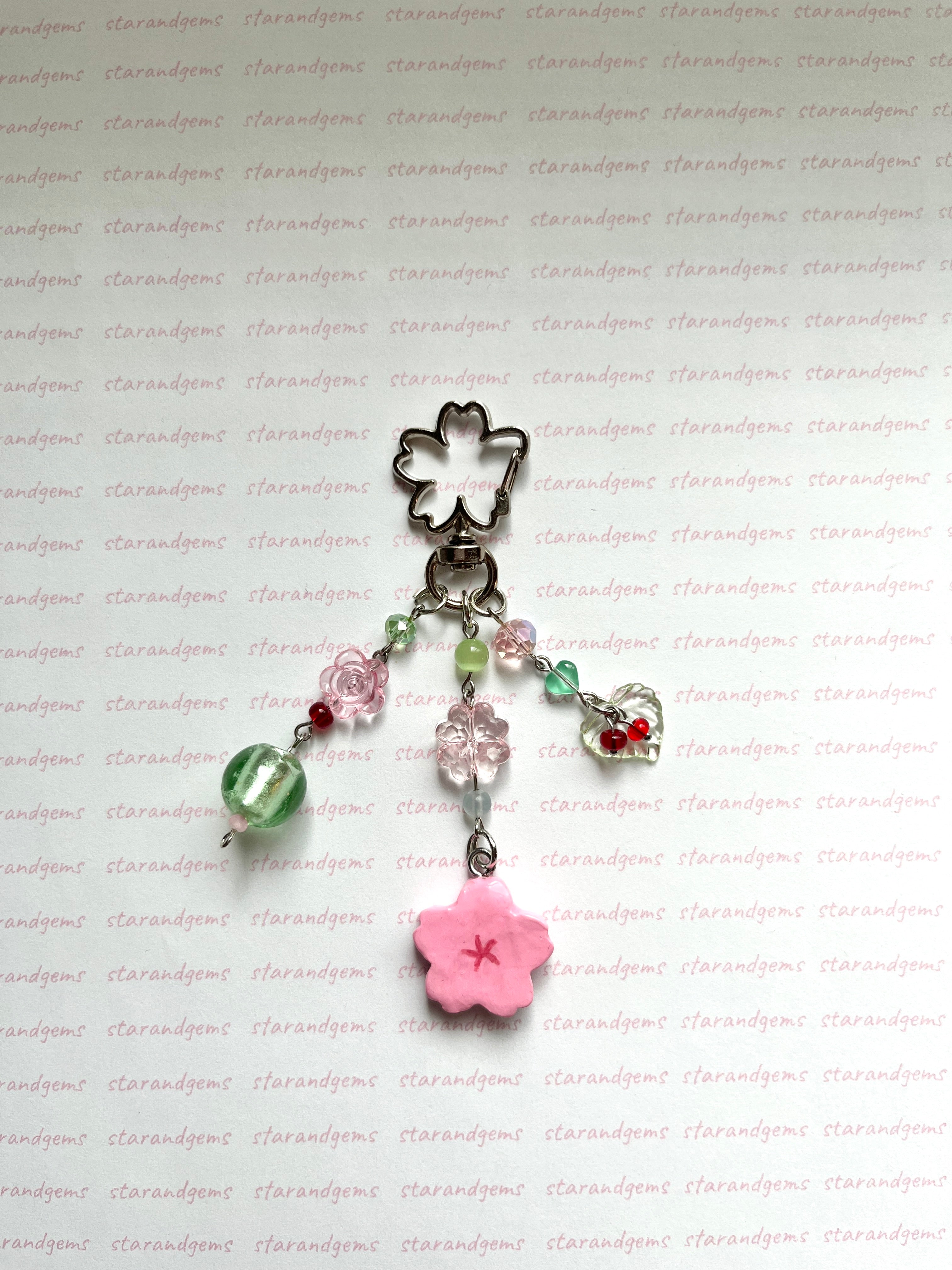 Sakura Clay Charm Keychain
