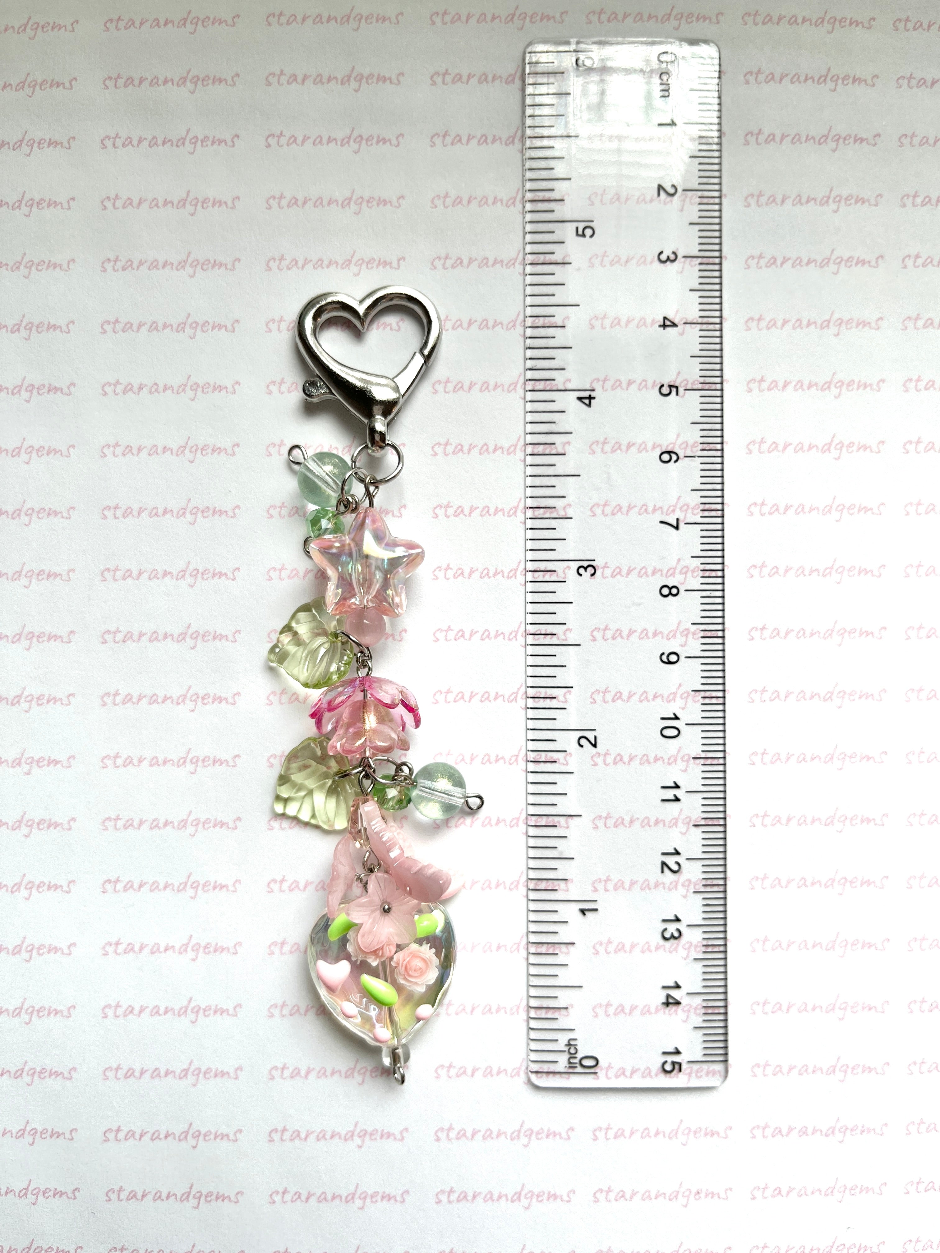 Pink Floral Cluster Keychain