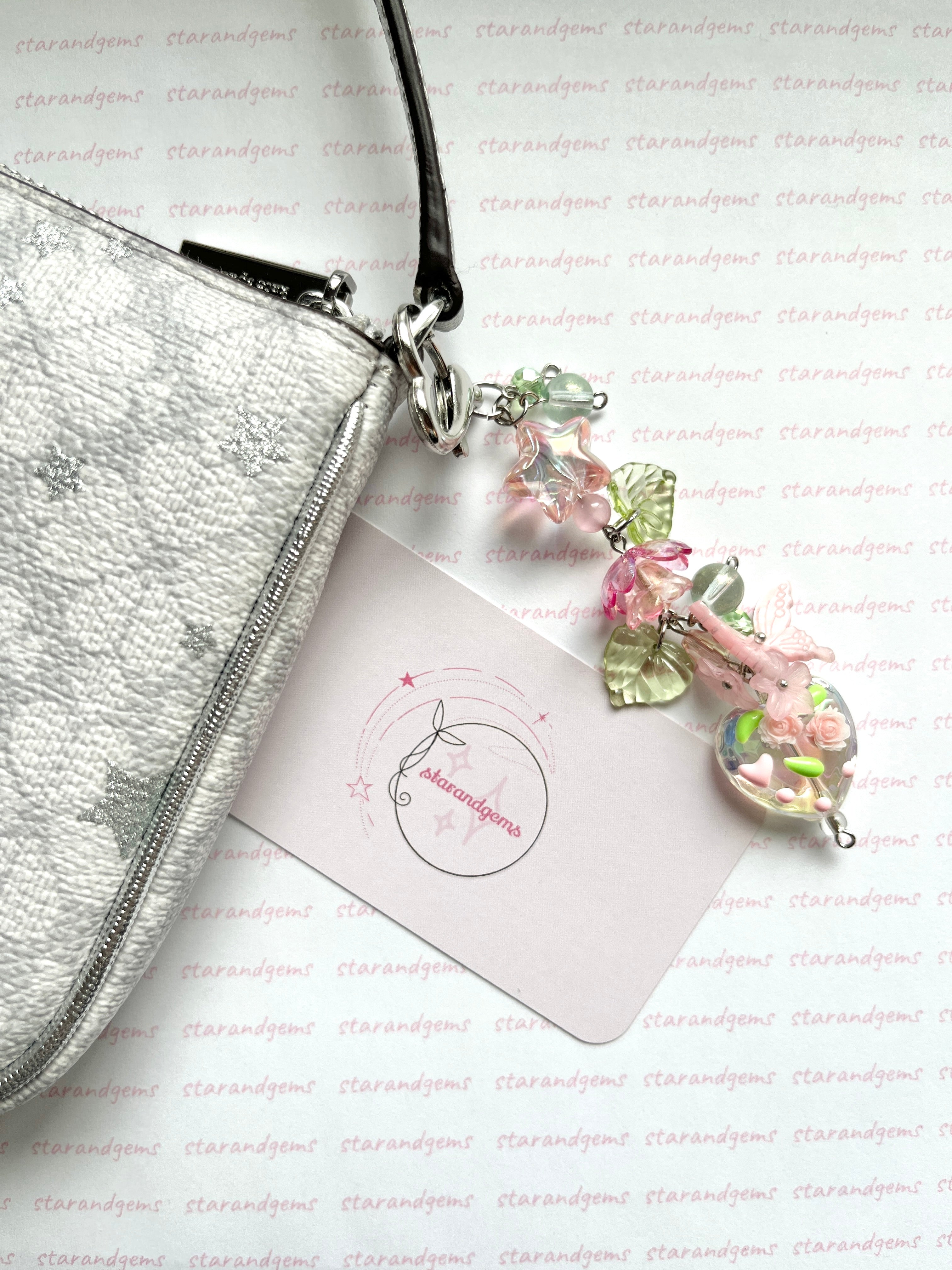 Pink Floral Cluster Keychain