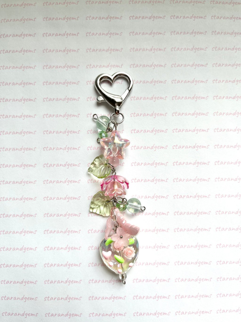 Pink Floral Cluster Keychain
