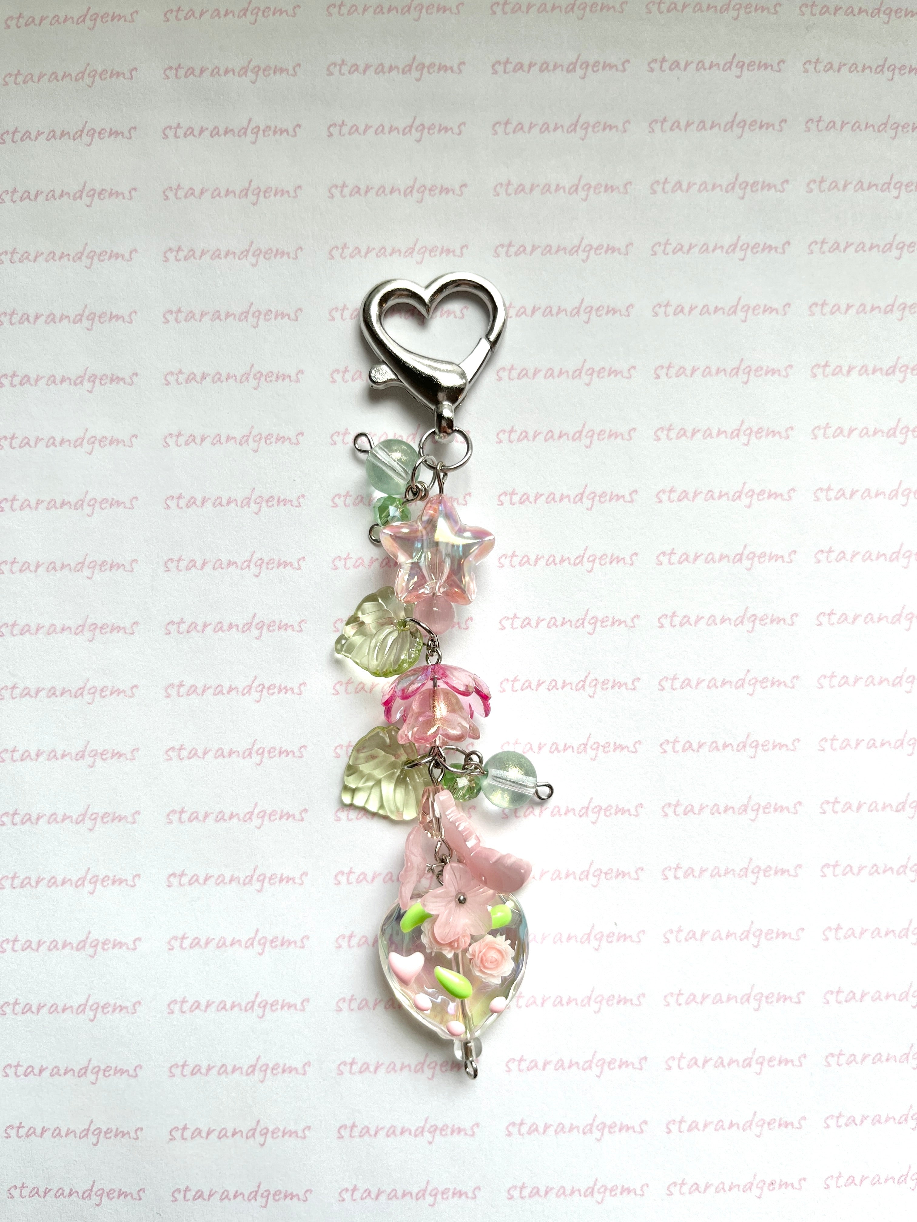 Pink Floral Cluster Keychain